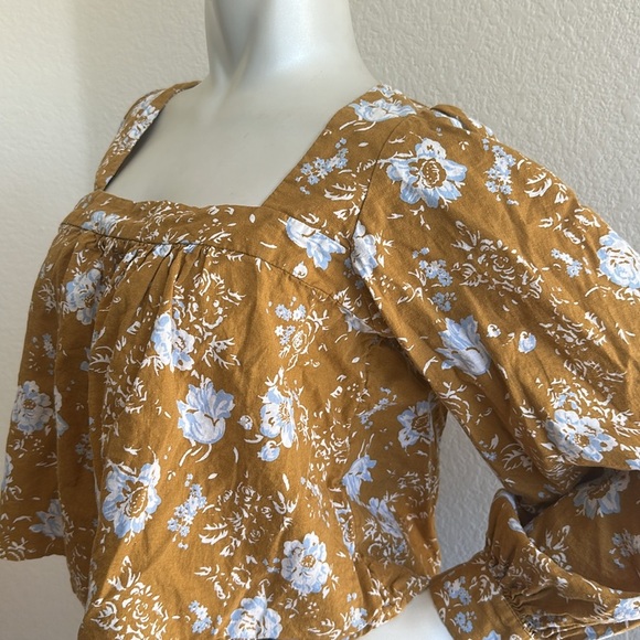 Free People linen blend crop back tie Top - Picture 7 of 9